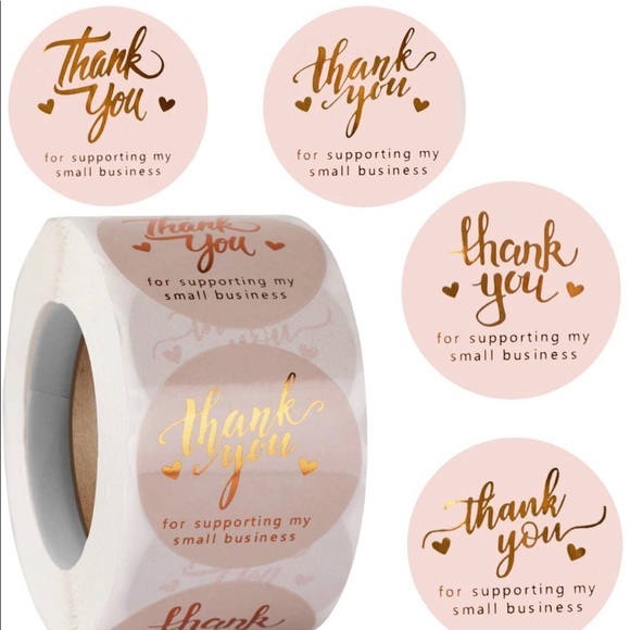 NEW Poshmark Packages "Thank You" Gift Wrap Shipping Supplies Set ~ 5 Items Pink - Picture 2 of 10